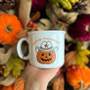 ✨NEW🎃Cobwebs and Cauldrons Cowboy Jack o Lantern Howdy Pumpkin Mug🤠